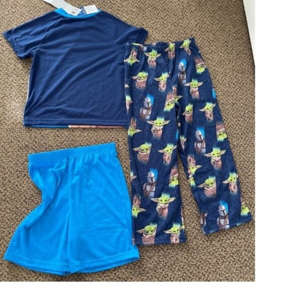 Boys Star Wars Pajamas 6 Mandalorian Short Sleeve Shirt, Shorts & Pants Summer - Picture 7 of 7